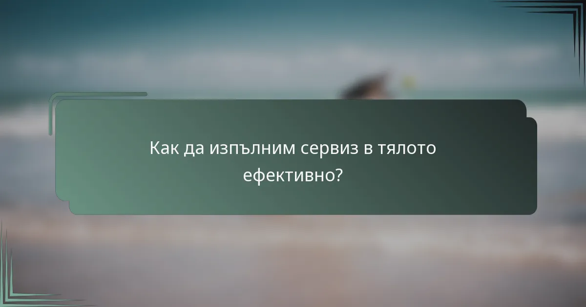 Как да изпълним сервиз в тялото ефективно?